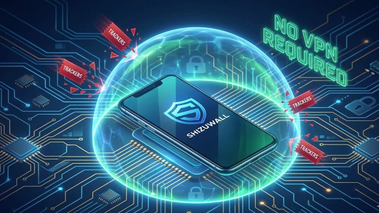 Best Android Apps December 2025Illustration of Shizuwall operating as a system-level firewall without root or VPN, blocking trackers.